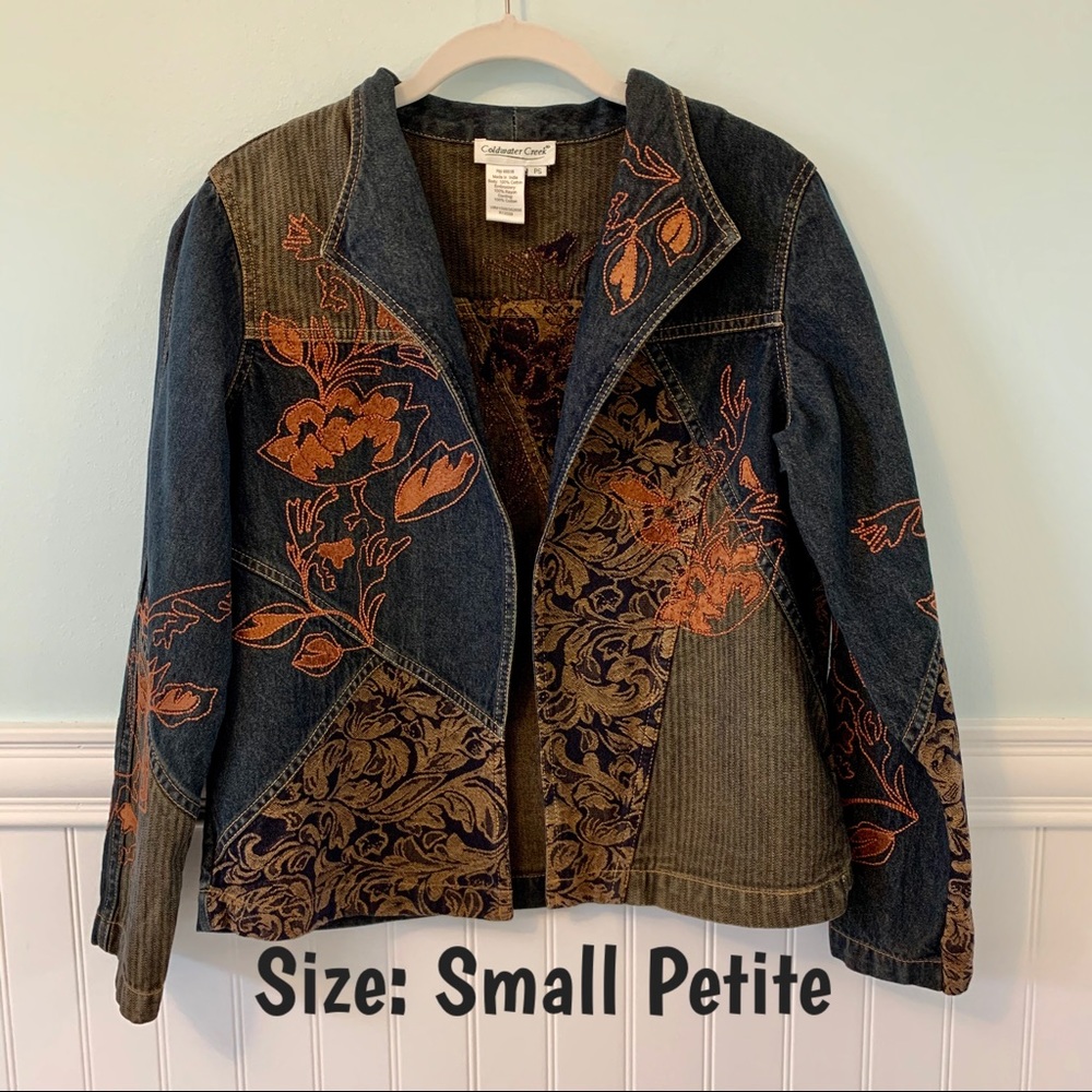 Coldwater Creek Embroidered Denim Jacket